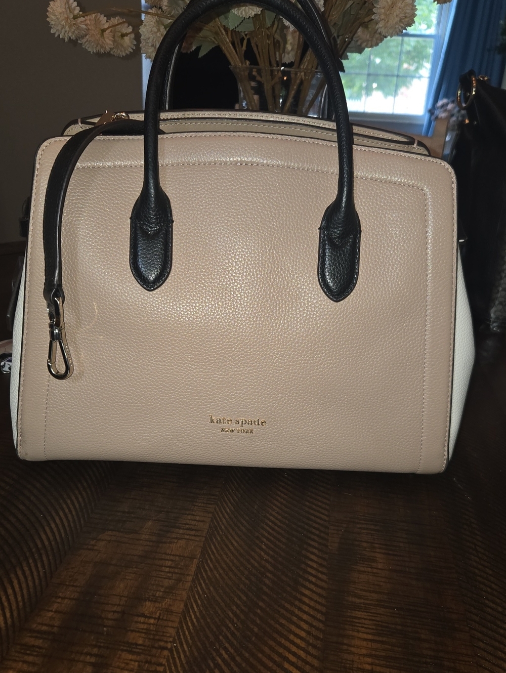 Kate Spade Two-Tone Pebbled Leather Satchel - Blush & Black